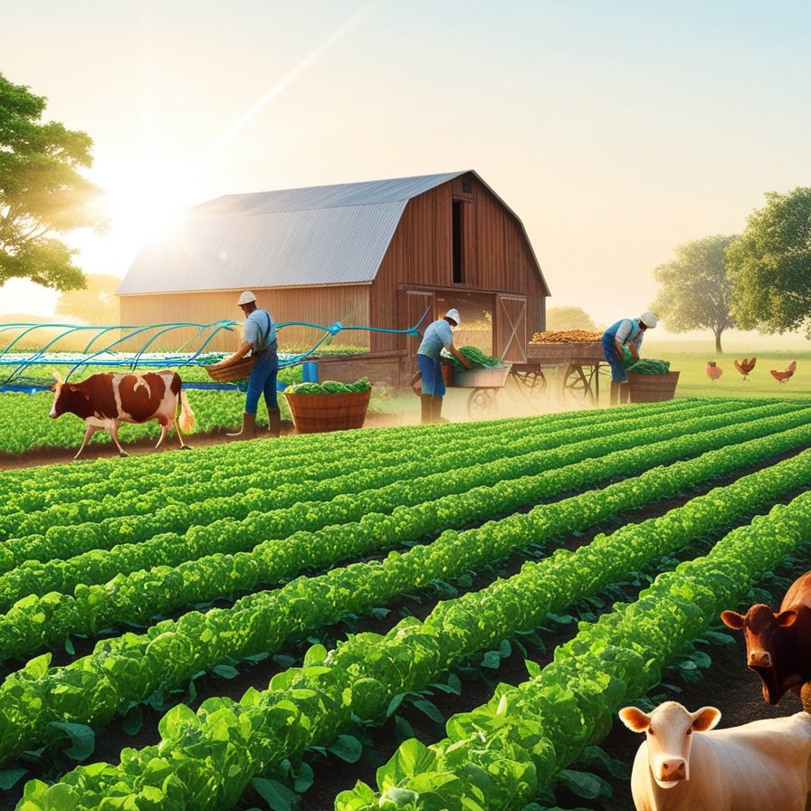 Leonardo_Phoenix_09_A_vibrant_organic_farm_at_sunrise_with_row_0