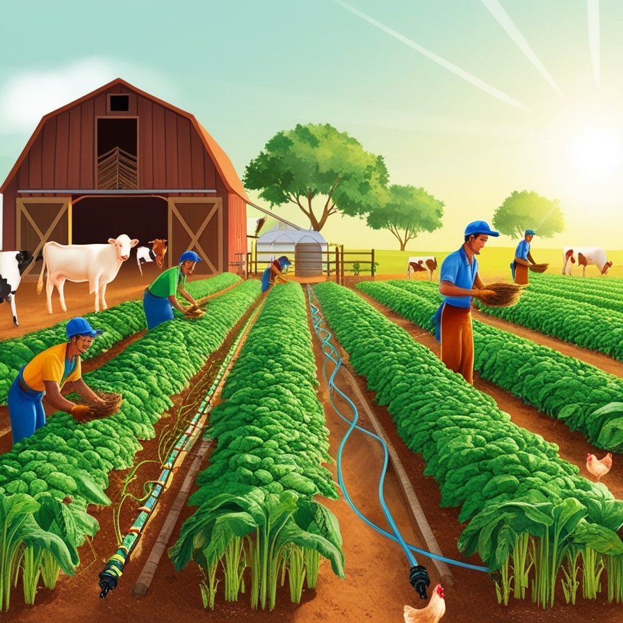 Leonardo_Phoenix_09_A_vibrant_organic_farm_at_sunrise_with_row_1